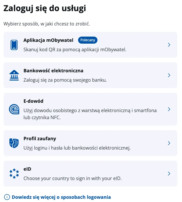 Logging in to MOS through login.gov.pl