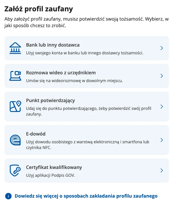 Choosing a method on pz.gov.pl